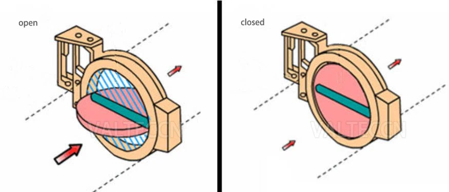 Butterfly Valve in Open and Closed States