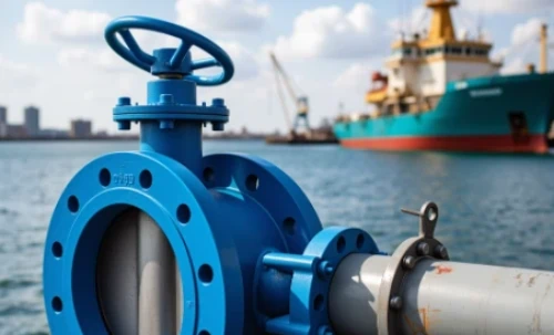 A large marine vessel at sea, symbolizing the maritime industry's technological advancements.